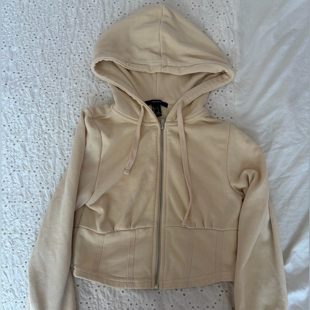 Forever 21 Cream zip up Jacket